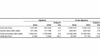 Tavuk eti üretimi 203 bin 60 ton, tavuk yumurtası üretimi 1,76 milyar adet olarak gerçekleşti